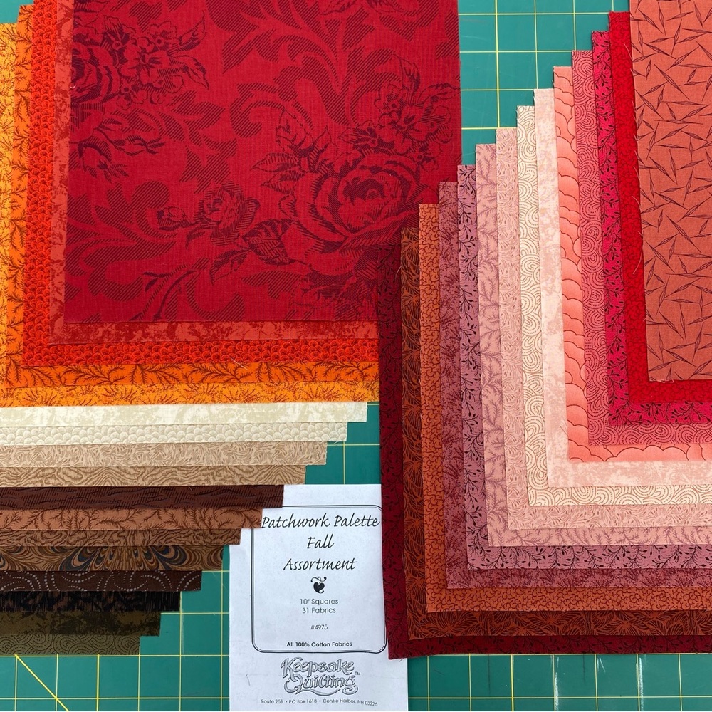 Quilt Fabrics: (31) 10” Square Cotton Fabrics. “FALL #4975” Collection - Picture 6 of 9